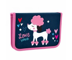 Пенал твердий 1Вересня Love XOXO 13х21х3 см синій (532819)