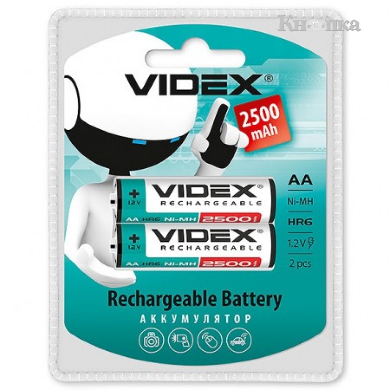 Аккумуляторы Videx HR6/AA 2500MAH double blister/2pcs 20/200 (23341)