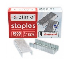 Скоби для степлера №24/6 Optima нікельовані 1000 штук (O40356)