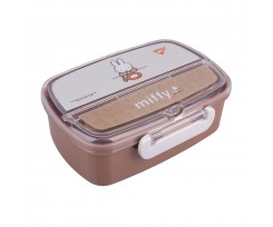 Ланч-бокс с принадлежностями Yes Miffy 750 мл бежевый (708372)