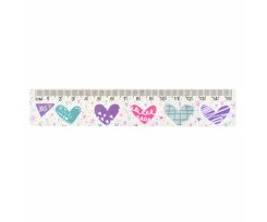 Линейка Yes Hearts 15 см прозрачная (370508)