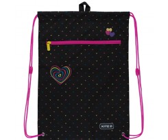 Сумка для обуви с карманом Kite Education Hearts 46x33 см черный, розовый (K22-601M-3)