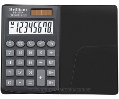 Калькулятор кишеньковий Brilliant 62х98х10 мм 8 розрядний пластик чорний (BS 200)