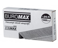 Скобы для степлера №24 / 6 Buromax никелированные 1000 штук (BM.4402)