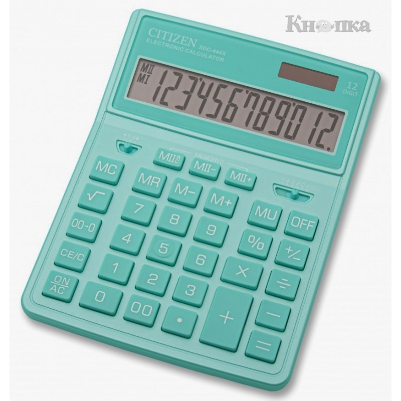 Калькулятор бухгалтерський Citizen 12 розрядний зелений (SDC-444XRGNE)