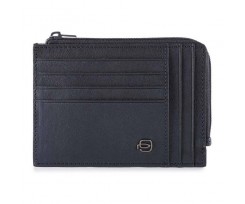 Кредитница Piquadro BK SQUARE с монетницей на молнии с RFID защитой синяя (PU1243B3R_BLU)