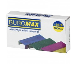Скобы для степлера №24 / 6 Buromax цветные 1000 штук (BM.4422)
