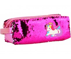 Пенал Cool For School 2 отделения с пайетками и аппликацией фиолетовый (CF6615-purple)