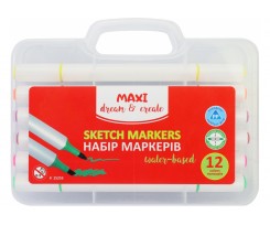 Набор скетч-маркеров Maxi двухсторонние 12 цветов (MX15253)