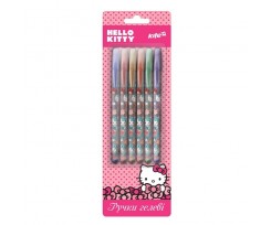 Набір гелевих ручок Kite Hello Kitty, з гліттером, 0.8мм, 6 штук, асорті (hk17-037)