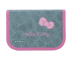 Пенал с наполнением Kite Hello Kitty 1 отделение 2 отворота серый (HK22-622H)