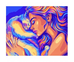 Картина за номерами Santi Дівчина з котиком 40х50 см (954505)