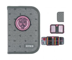Пенал з наповненням Kite College line 1 відділення 20х14х3.9 см сірий (K24-622H-1)