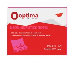 Блок для заметок Optima 40х50 мм 100 листов неон малиновый (O25511-47)