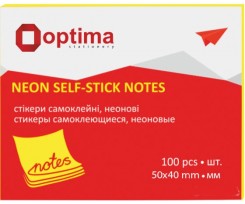 Блок для заметок Optima 40х50 мм 100 листов неон желтый (O25511-05)