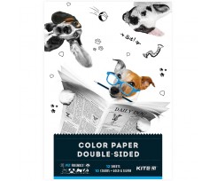 Бумага цветная двусторонняя Kite Dogs А4 12 листов (K22-287)