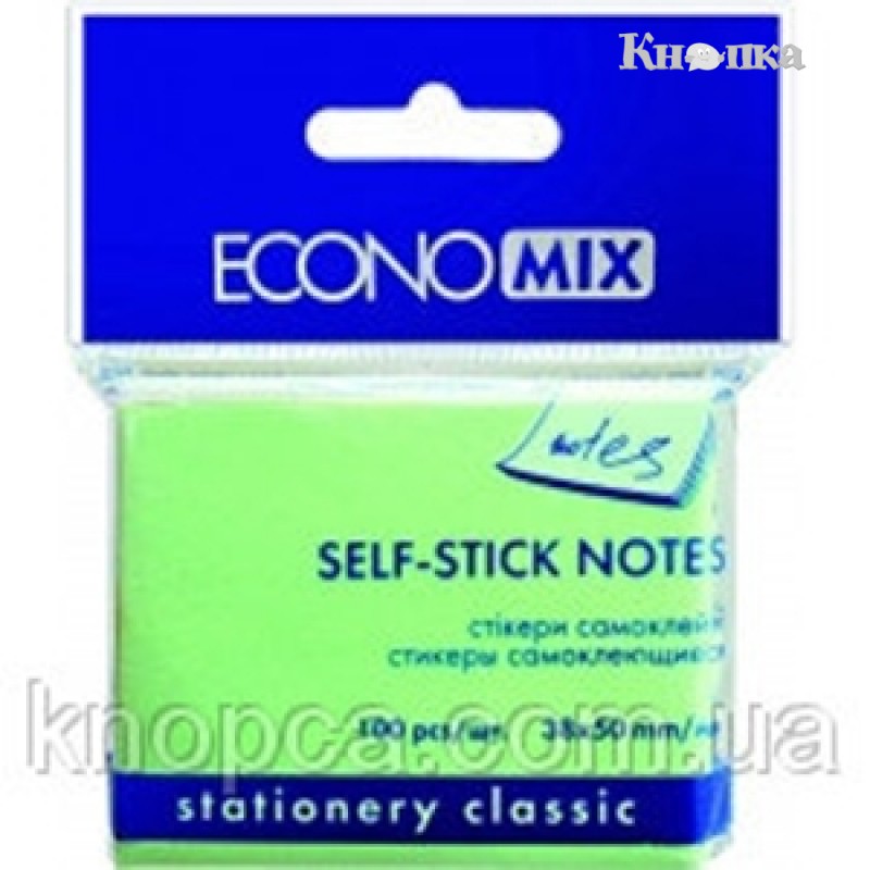 Блок для нотаток Economix з клейким шаром 38х50 мм 100 аркушів жовтий (E20930)