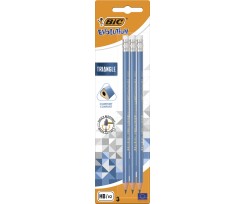 Олівець чорнографітовий Bic Evolution Triangle з гумкою 3 штуки блакитний (bc964848)