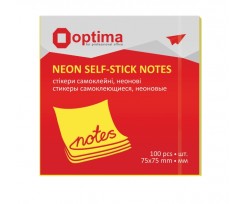 Блок для заметок Optima 75х75 мм 100 листов неон желтый (O25513-05)