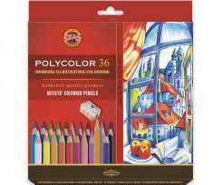 Олівці кольорові Koh-i-Noor Polycolor 7 мм 36 кольорів асорті (3835)