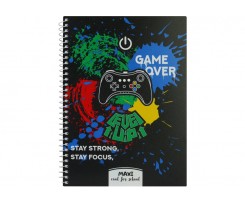 Блокнот Maxi Game Over А5 спіраль 60 аркушів клітинка (MX21213-03)