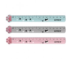 Линейка Kite Paws пластиковая с глитером 15 см ассорти (K23-020)