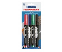 Комплект з 4-х маркерів Centropen Permanent 2.5 мм асорті (8566/4/bl)