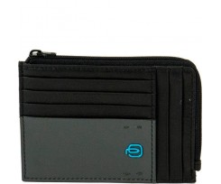Кредитниця Piquadro PULSE з монетницею на блискавці чорна (PU1243P15_N)