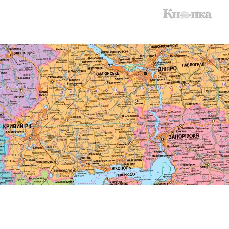 Административная карта ИПТ Украины Административное деление 160х110 см М1: 1850000 (4820114950253)