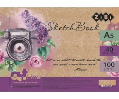 Скетчбук Zibi ART Line А5 40 аркушів нелінований фіолетовий (ZB.1495)