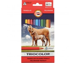 Карандаши цветные Koh-i-Noor Triocolor Jumbo Horses 5.6 мм 24 цвета ассорти (3144)