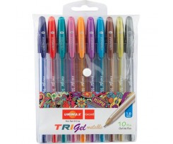Набір ручок гелевих Unimax Trigel Metallic 10 штук 1 мм асортi (UX-141)