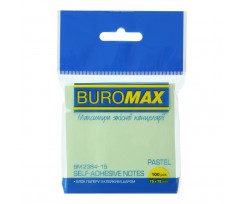 Блок для заметок с клейким слоем Buromax Pastel 75х75 мм 100 листов салатовый (BM.2384-15)