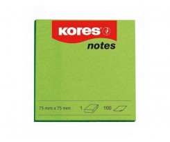 Блок для заметок Kores с клейким слоем 75х75 мм 100 листов зеленый (K47077)