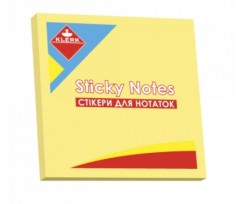Блок паперу для нотаток Klerk з клейким шаром 76х76 мм 100 штук жовтий (Я43177_KL21500)