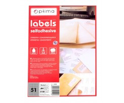 Етикетки Optima з клейким шаром 70x16.9 мм 51 штука білі (O25120)