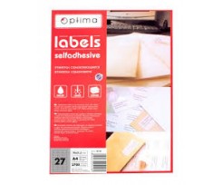 Етикетки Optima з клейким шаром 70x31.5 мм 27 штук білі (O25116)