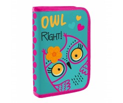 Пенал-книжка 1Сентября Owl 1 отделение бирюзовое (532816)