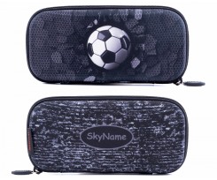 Пенал шкільний SkyName 22.5х4х10.5 см чорний з сірим (P-258)