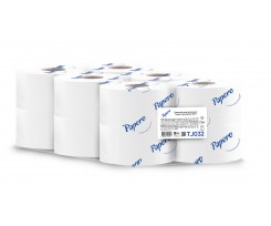 Туалетная бумага Papero Джамбо 100 м на гильзе 2-х слойная белая (TJ032)