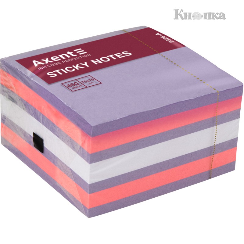 Блок паперу Axent з клейким шаром 75x75 мм 450 аркушів фіолетовий (2326-63-A)