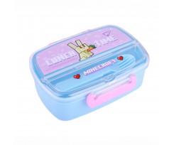 Ланч-бокс с принадлежностями Yes Minecraft 750 мл голубой (708370)