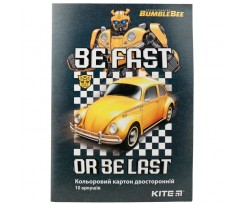 Картон цветной Kite Transformers двусторонний А4 10 цветов (TF19-255)