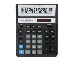 Калькулятор бухгалтерський Rebell 203x158x31 мм 12 розрядний чорний (BDC 712 BK BX)