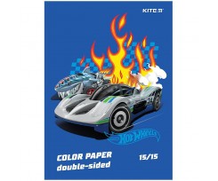 Бумага цветная Kite Hot Wheels А4 двухсторонняя 15 цветов (HW24-250)