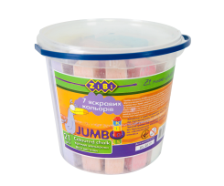 Мел цветной квадратная 21шт (+3 штампы в подарок)., JUMBO, в ведре