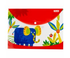 Папка-конверт 1 Сентября Zoo Land А4 на кнопке бело-красная (492164)