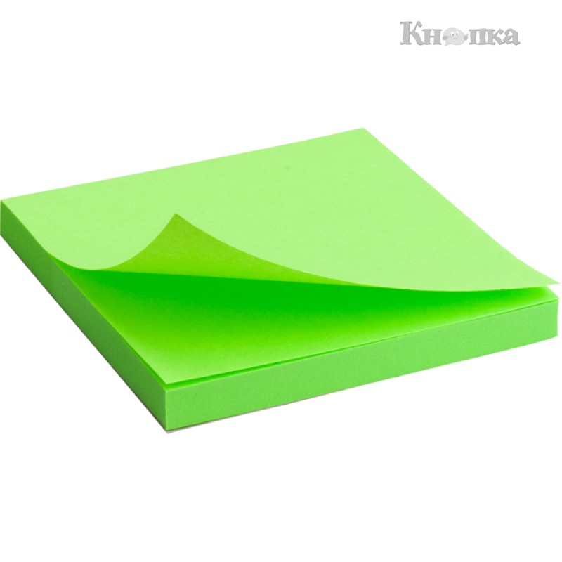 Блок паперу Axent з клейким шаром 75x75 мм 80 аркушів неоновий зелений (2414-12-A)