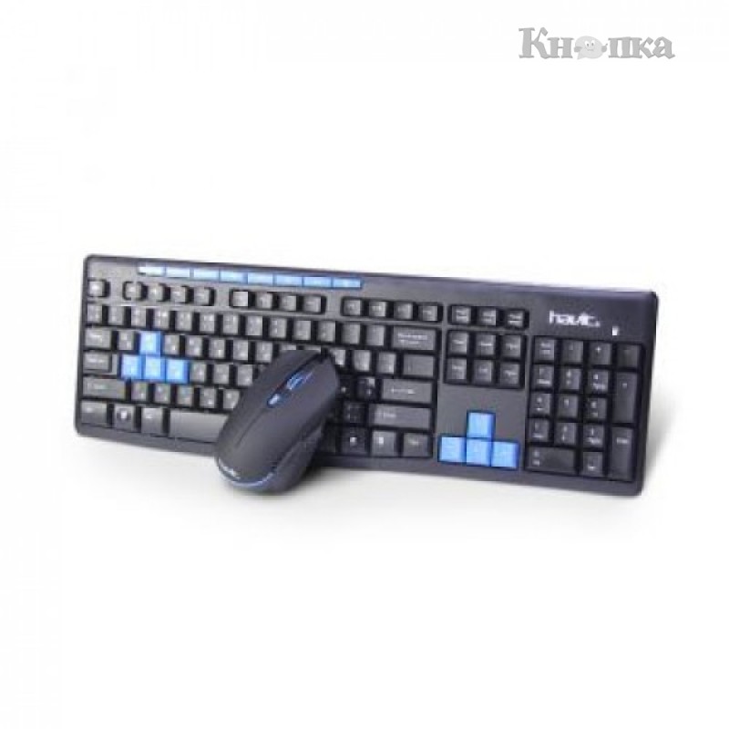 Keyboard+mouse HAVIT HV-KB527GCM wirelessUSB, black+blue (23254)