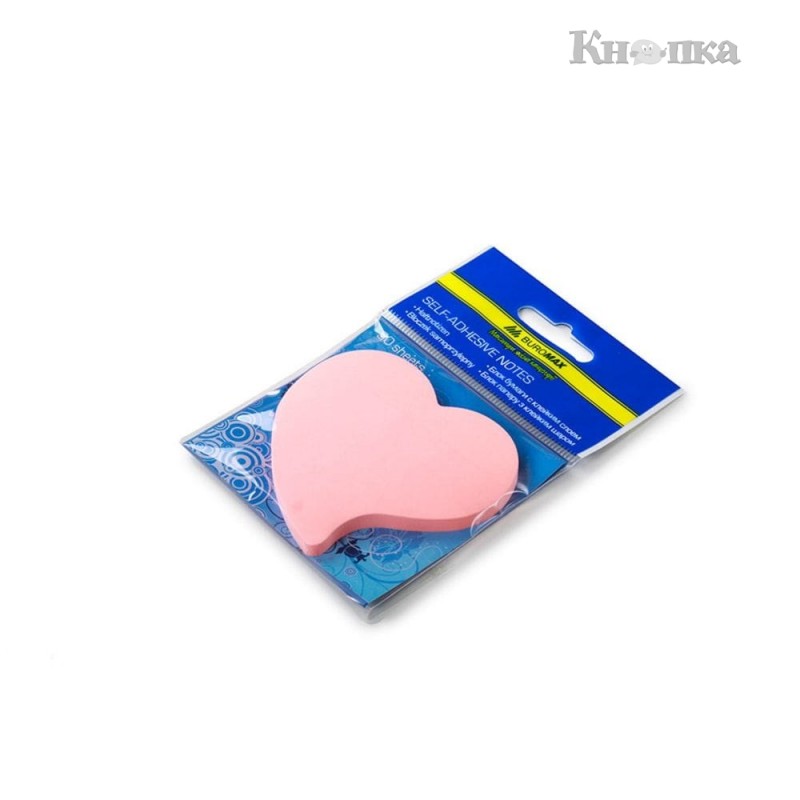Блок для нотаток Buromax Серце з клейким шаром 50 аркушів рожевий (BM.2362-99)